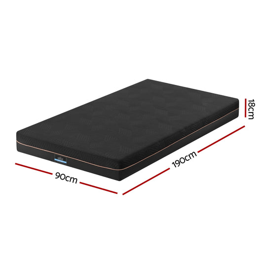 Giselle 18cm Memory Foam Mattress Green Tea Foam Cool Gel Foam Mattresses Single FOAM-C-MFM-SHADOW-H18-S