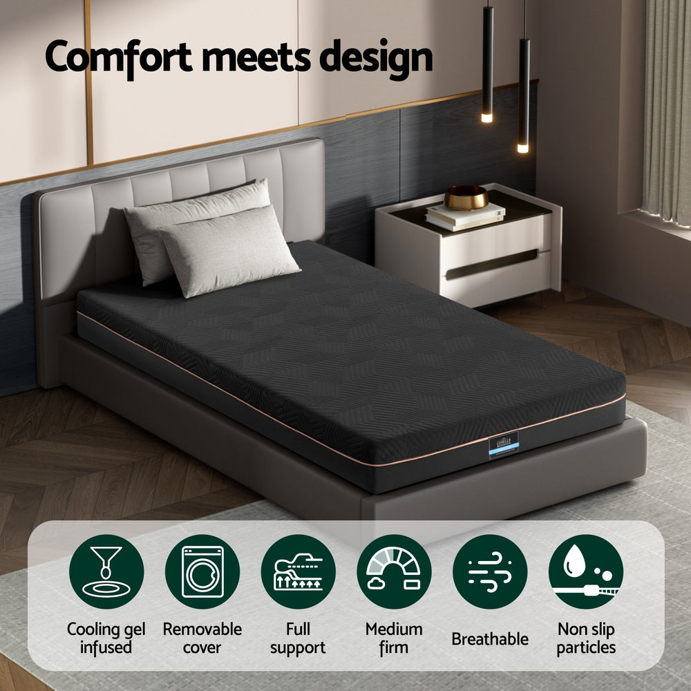 Giselle 18cm Memory Foam Mattress Green Tea Foam Cool Gel Foam Mattresses Single FOAM-C-MFM-SHADOW-H18-S