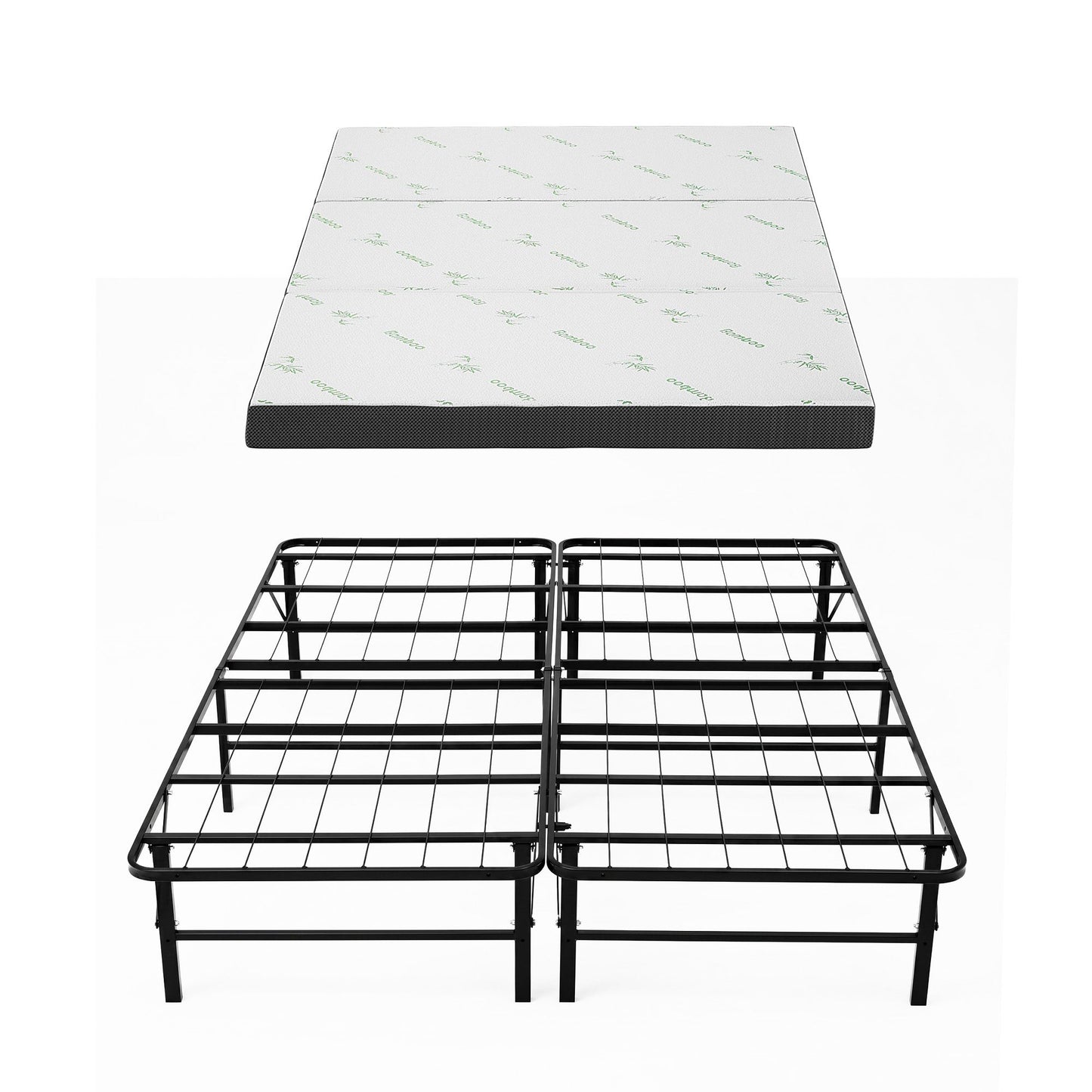 Giselle Folding Bed with Mattress Double Portable Foldable Guest Bed Bamboo Cover FOAM-MFM-BF-BAM-D