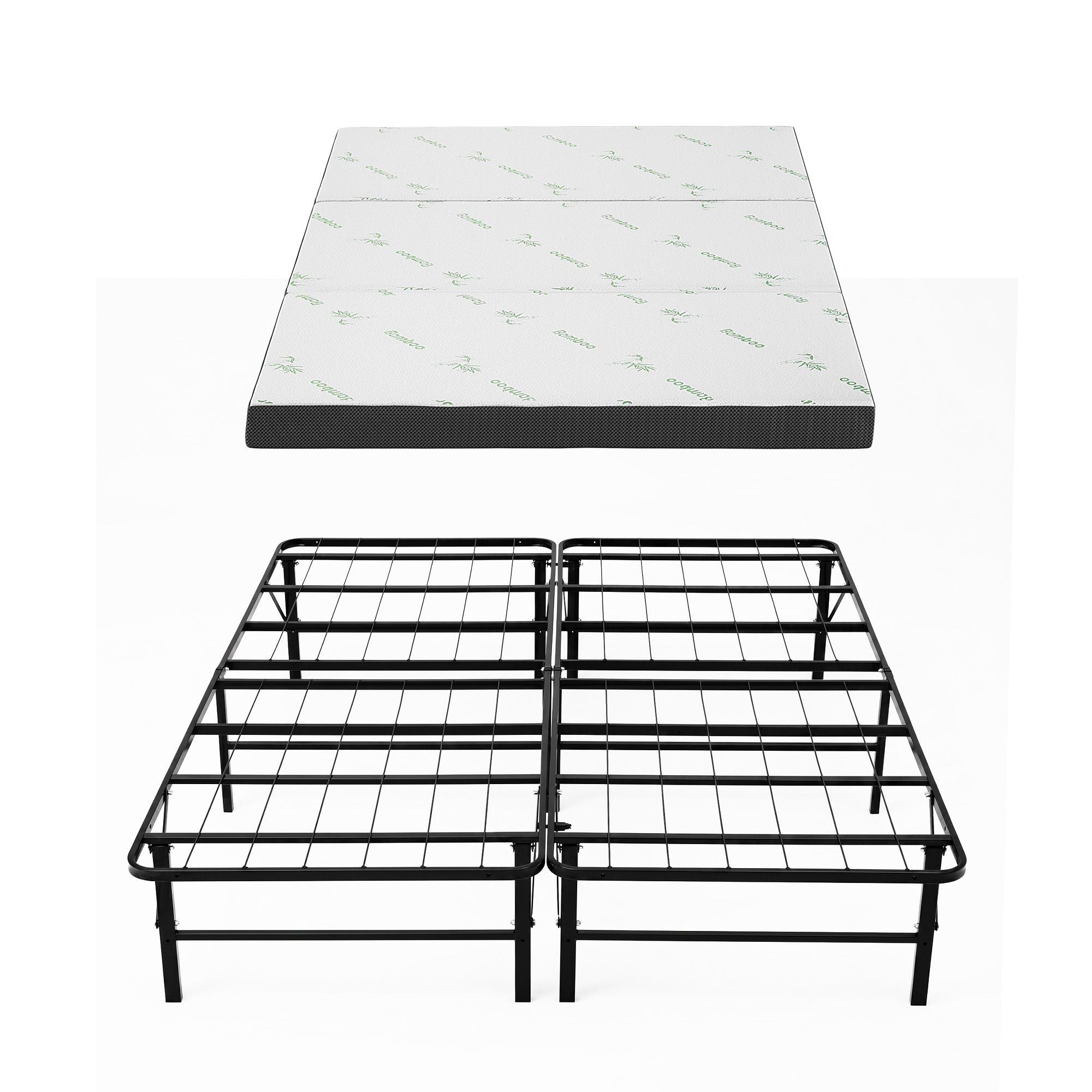 Giselle Folding Bed with Mattress Double Portable Foldable Guest Bed Bamboo Cover FOAM-MFM-BF-BAM-D