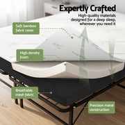 Giselle Folding Bed with Mattress Double Portable Foldable Guest Bed Bamboo Cover FOAM-MFM-BF-BAM-D