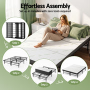 Giselle Folding Bed with Mattress Double Portable Foldable Guest Bed Bamboo Cover FOAM-MFM-BF-BAM-D