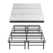 Giselle Folding Bed with Mattress Queen Portable Foldable Guest Bed Bamboo Cover