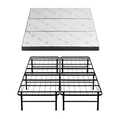 Giselle Folding Bed with Mattress Queen Portable Foldable Guest Bed Bamboo Cover