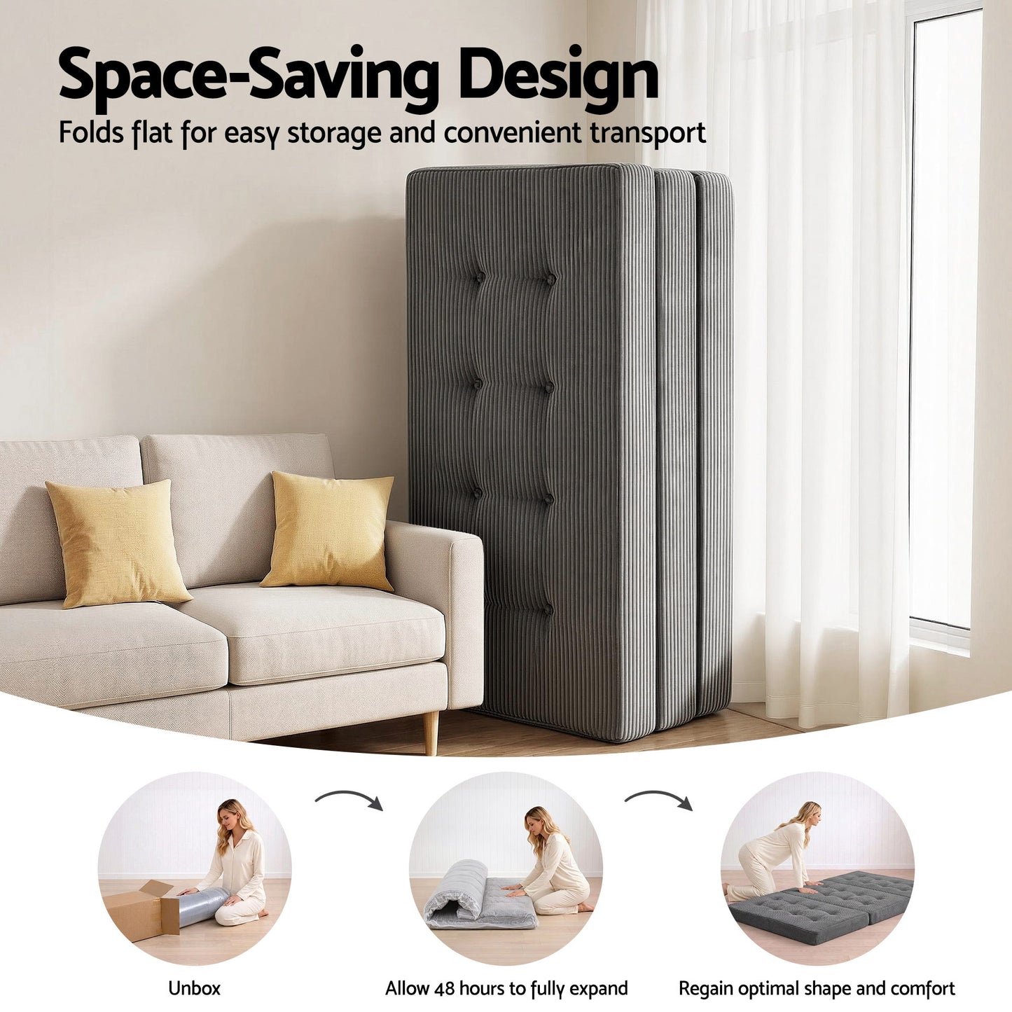 Giselle Double Folding Mattress 15cm Foldable Foam Portable Guest Sofa Bed Camping Mat FOAM-MFM-CDF-15-D