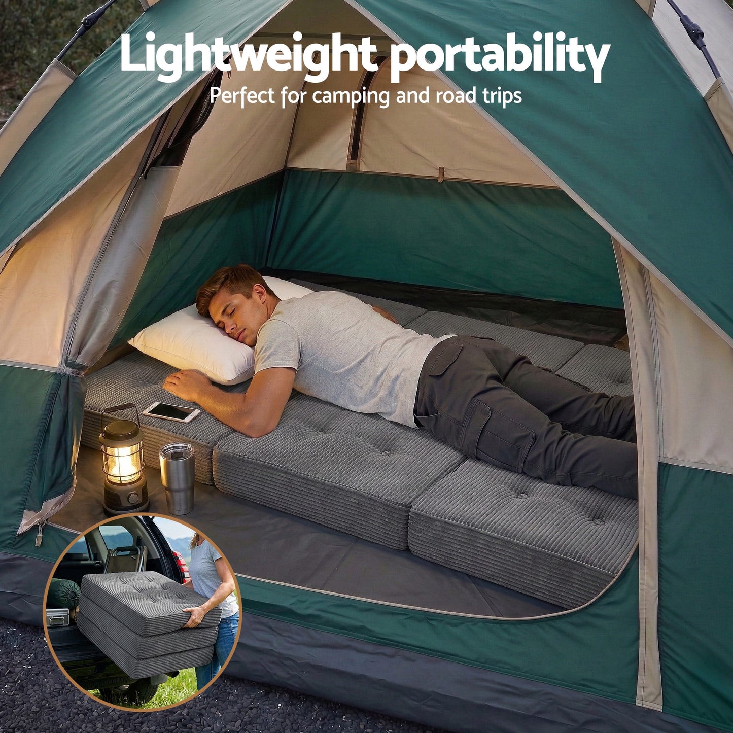 Giselle Single Folding Mattress 15cm Foldable Foam Portable Guest Sofa Bed Camping Mat FOAM-MFM-CDF-15-S