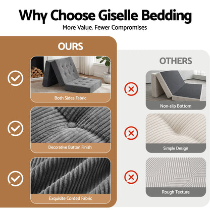 Giselle Single Folding Mattress 15cm Foldable Foam Portable Guest Sofa Bed Camping Mat FOAM-MFM-CDF-15-S