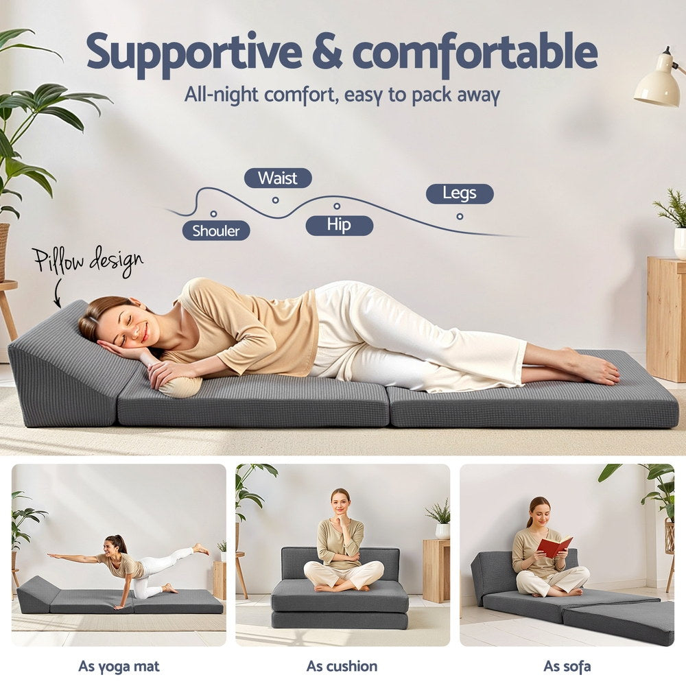 Giselle Foldable Mattress Folding Sofa Bed Trifold Sleeping Camping Cushion Mat FOAM-MFM-CDF-GY