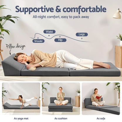 Giselle Foldable Mattress Folding Sofa Bed Trifold Sleeping Camping Cushion Mat FOAM-MFM-CDF-GY