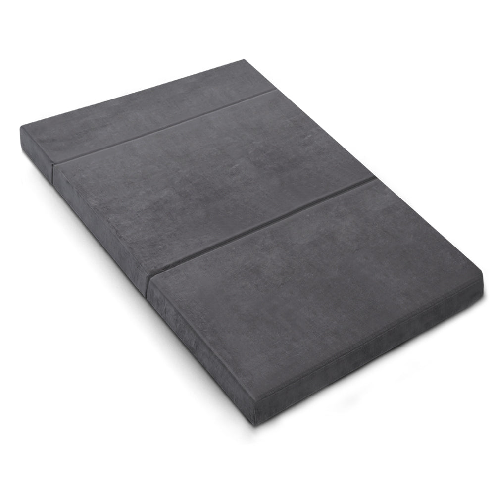 Giselle Bedding Foldable Mattress Folding Foam Bed Mat Double Grey FOAM-MFM-CU01-DOU-VEL-GY