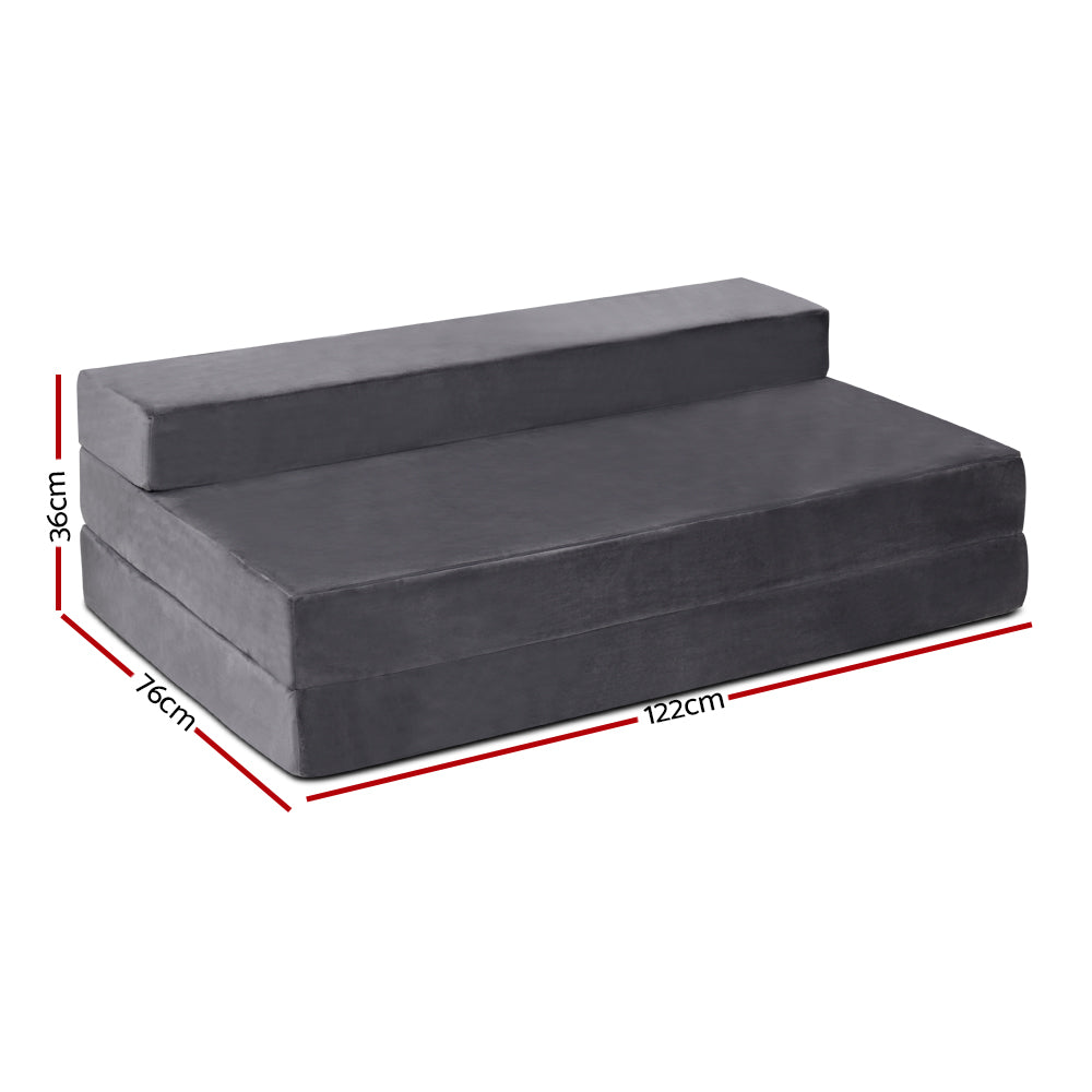 Giselle Bedding Foldable Mattress Folding Foam Bed Mat Double Grey FOAM-MFM-CU01-DOU-VEL-GY