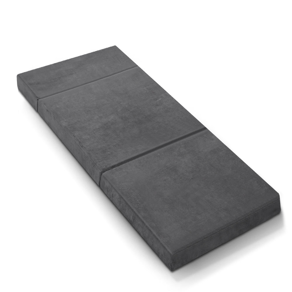 Giselle Bedding Foldable Mattress Folding Foam Bed Mat Single Grey FOAM-MFM-CU01-VEL-GY