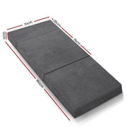 Giselle Bedding Foldable Mattress Folding Foam Bed Mat Single Grey FOAM-MFM-CU01-VEL-GY