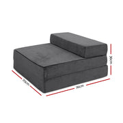 Giselle Bedding Foldable Mattress Folding Foam Bed Mat Single Grey FOAM-MFM-CU01-VEL-GY