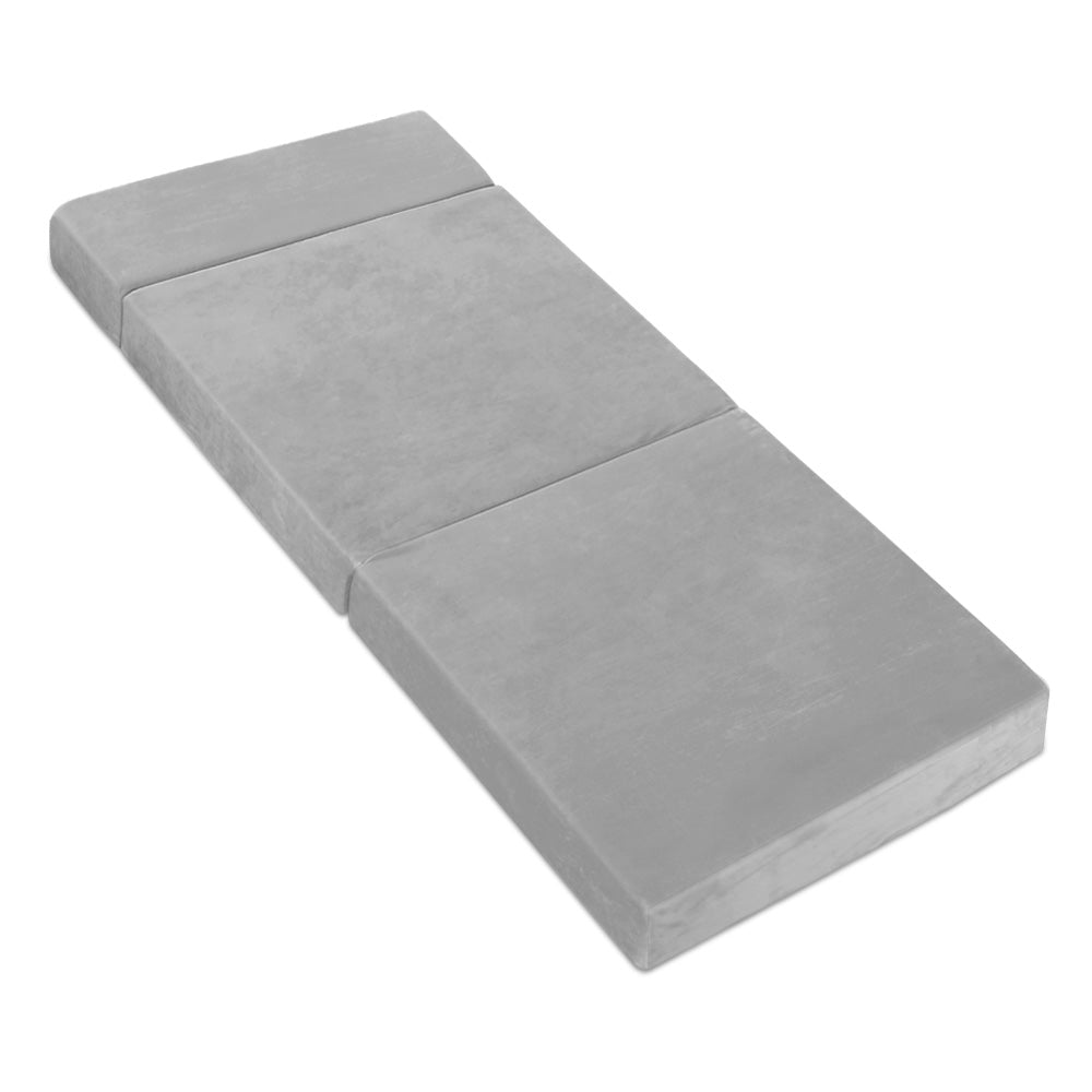 Giselle Bedding Foldable Mattress Folding Foam Bed Mat Light Grey FOAM-MFM-CU01-VEL-LI-GY