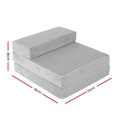 Giselle Bedding Foldable Mattress Folding Foam Bed Mat Light Grey FOAM-MFM-CU01-VEL-LI-GY