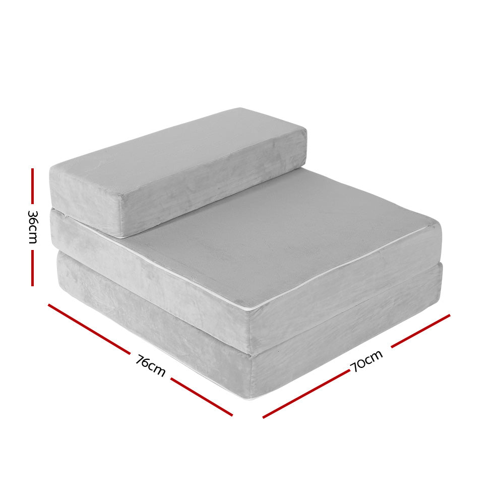 Giselle Bedding Foldable Mattress Folding Foam Bed Mat Light Grey FOAM-MFM-CU01-VEL-LI-GY
