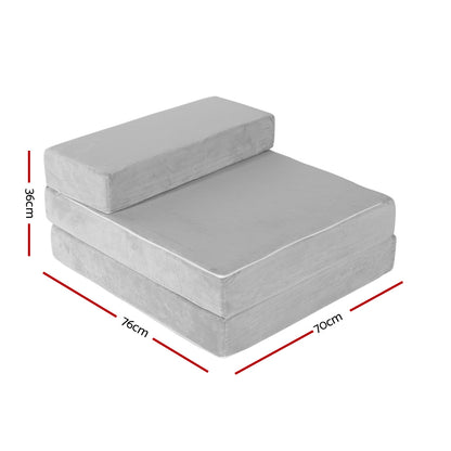 Giselle Bedding Foldable Mattress Folding Foam Bed Mat Light Grey FOAM-MFM-CU01-VEL-LI-GY