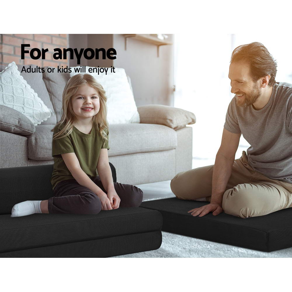 Giselle Bedding Foldable Mattress Folding Foam Bed Mat Double Black FOAM-MFM-CU02-DOU-MES-BK
