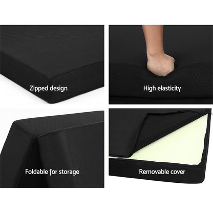 Giselle Bedding Foldable Mattress Folding Foam Bed Mat Double Black FOAM-MFM-CU02-DOU-MES-BK