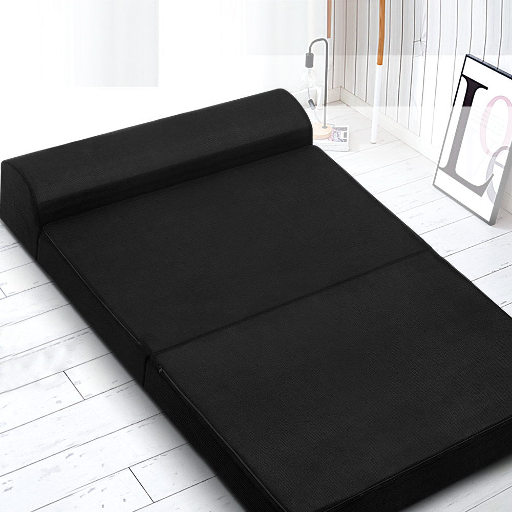 Giselle Bedding Foldable Mattress Folding Foam Bed Mat Double Black FOAM-MFM-CU02-DOU-MES-BK