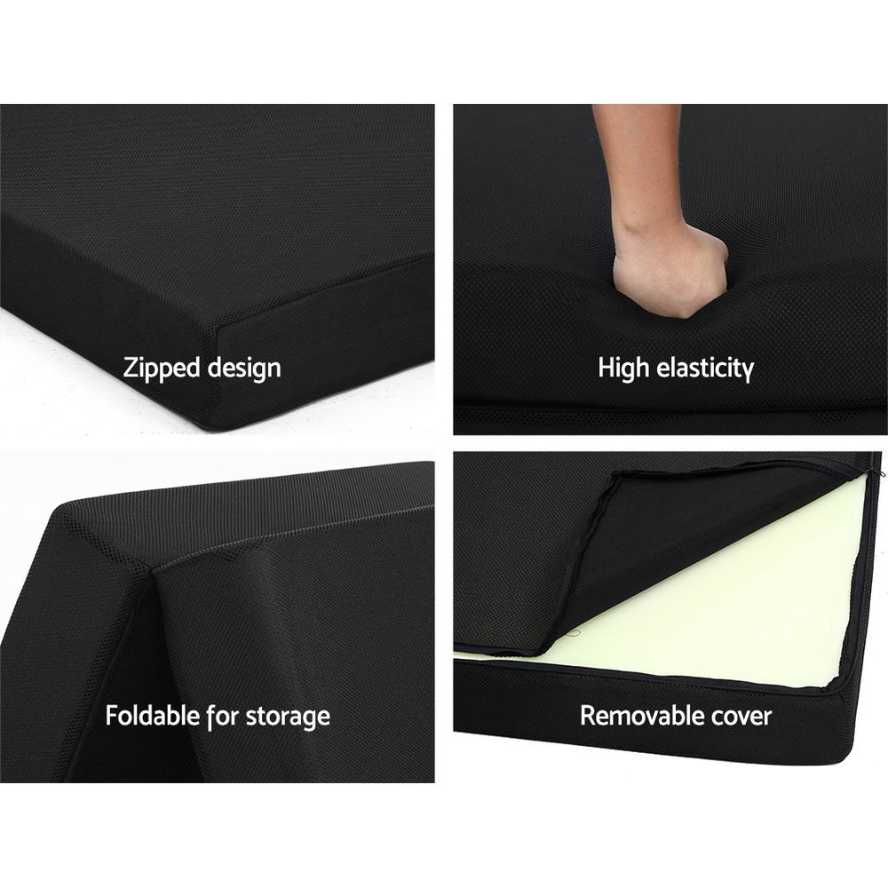 Giselle Bedding Foldable Mattress Folding Foam Bed Mat Black FOAM-MFM-CU02-MES-BK