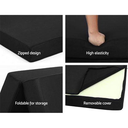Giselle Bedding Foldable Mattress Folding Foam Bed Mat Black FOAM-MFM-CU02-MES-BK