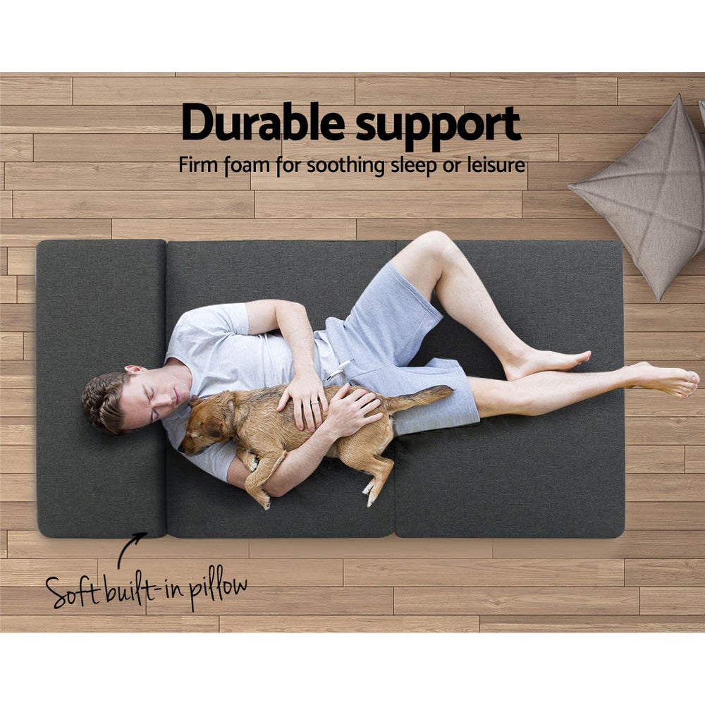 Giselle Bedding Foldable Mattress Folding Foam Bed Floor Mat Grey FOAM-MFM-LOGI-GY