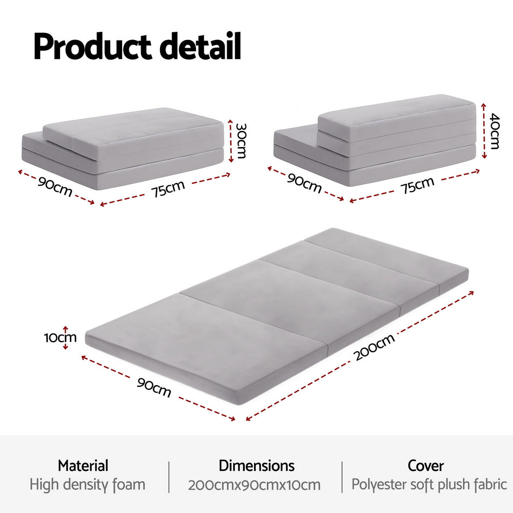 Giselle Foldable Mattress Folding Sofa Bed 4-fold Sleeping Camping Cushion Mat FOAM-MFM-LOGI-LI-GY