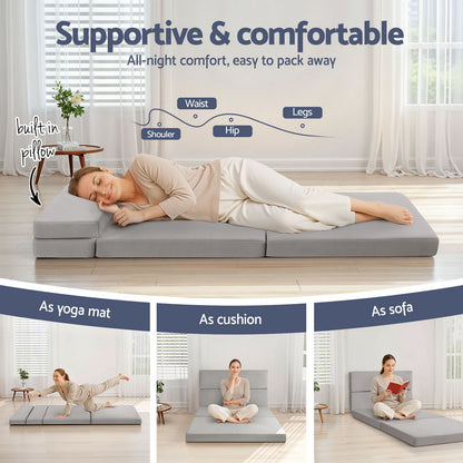 Giselle Foldable Mattress Folding Sofa Bed 4-fold Sleeping Camping Cushion Mat FOAM-MFM-LOGI-LI-GY