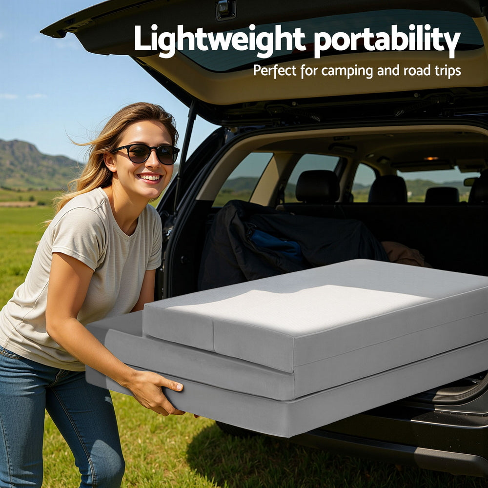 Giselle Foldable Mattress Folding Sofa Bed 4-fold Sleeping Camping Cushion Mat FOAM-MFM-LOGI-LI-GY