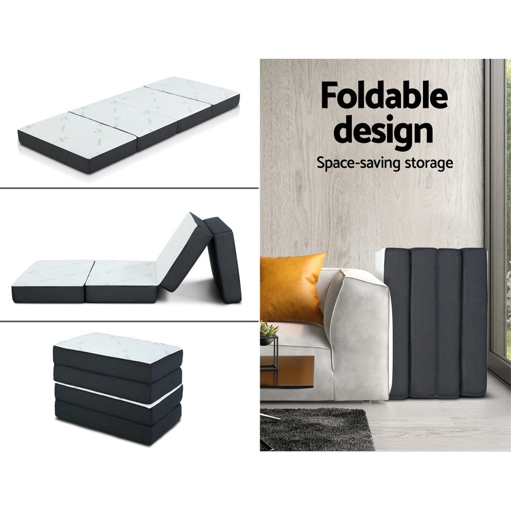 Giselle Bedding Foldable Mattress Folding Foam Sofa Bed Mat Bamboo FOAM-MFM-RAFA-BAM-BK