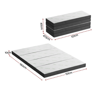 Giselle Foldable Mattress Folding Foam Mattresses Bamboo Double FOAM-MFM-RAFA-BAM-BK-D