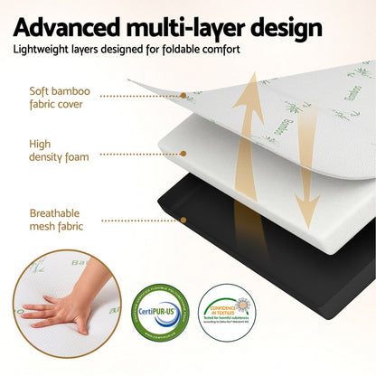 Giselle Foldable Mattress Folding Foam Mattresses Bamboo Double FOAM-MFM-RAFA-BAM-BK-D