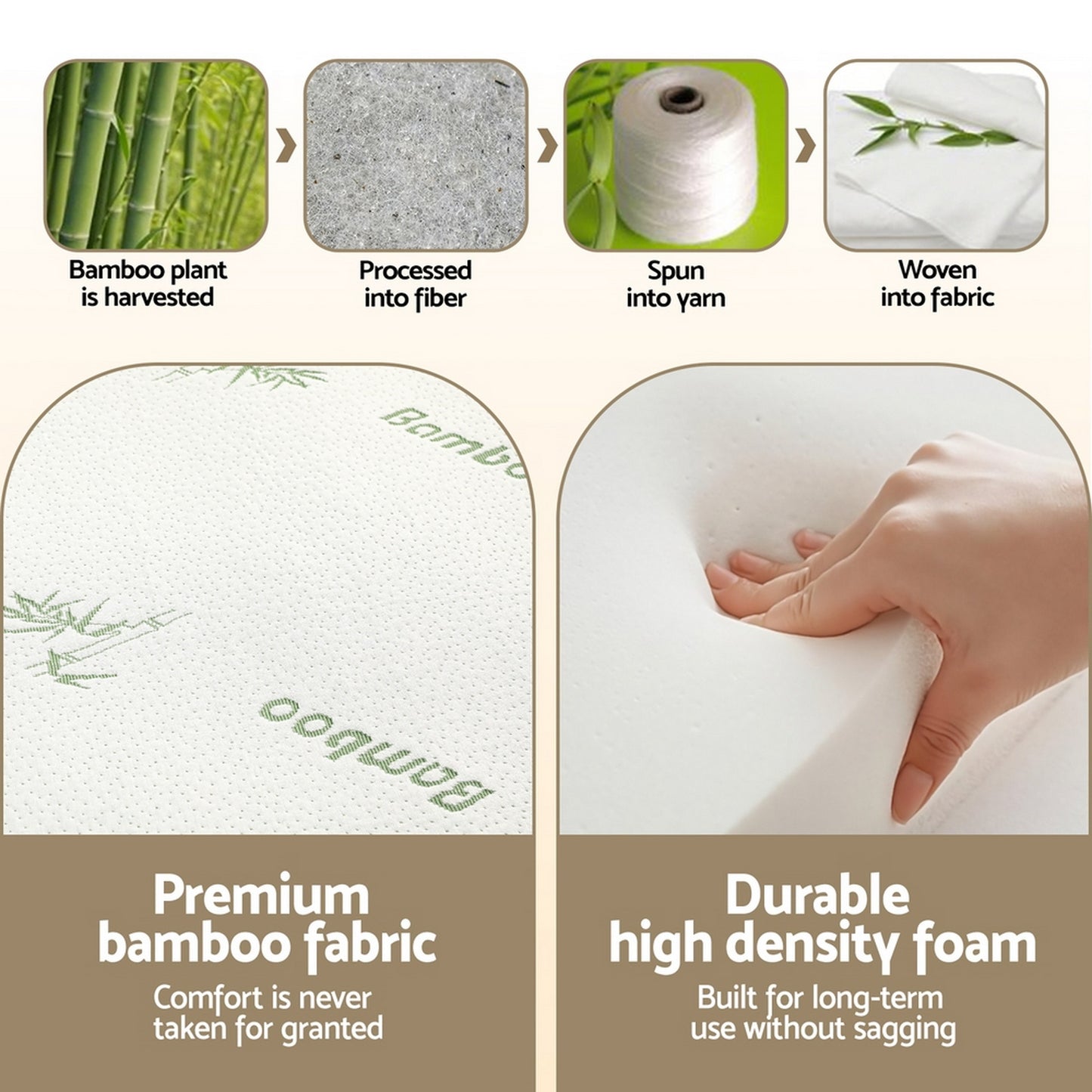 Giselle Foldable Mattress Folding Foam Mattresses Bamboo Double FOAM-MFM-RAFA-BAM-BK-D