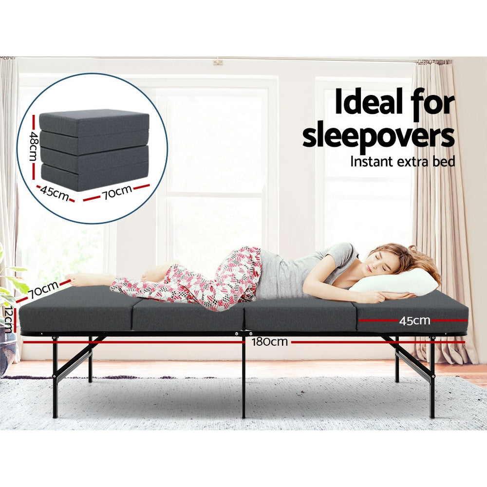 Giselle Bedding Foldable Mattress Folding Foam Single Grey FOAM-MFM-RAFA-GY