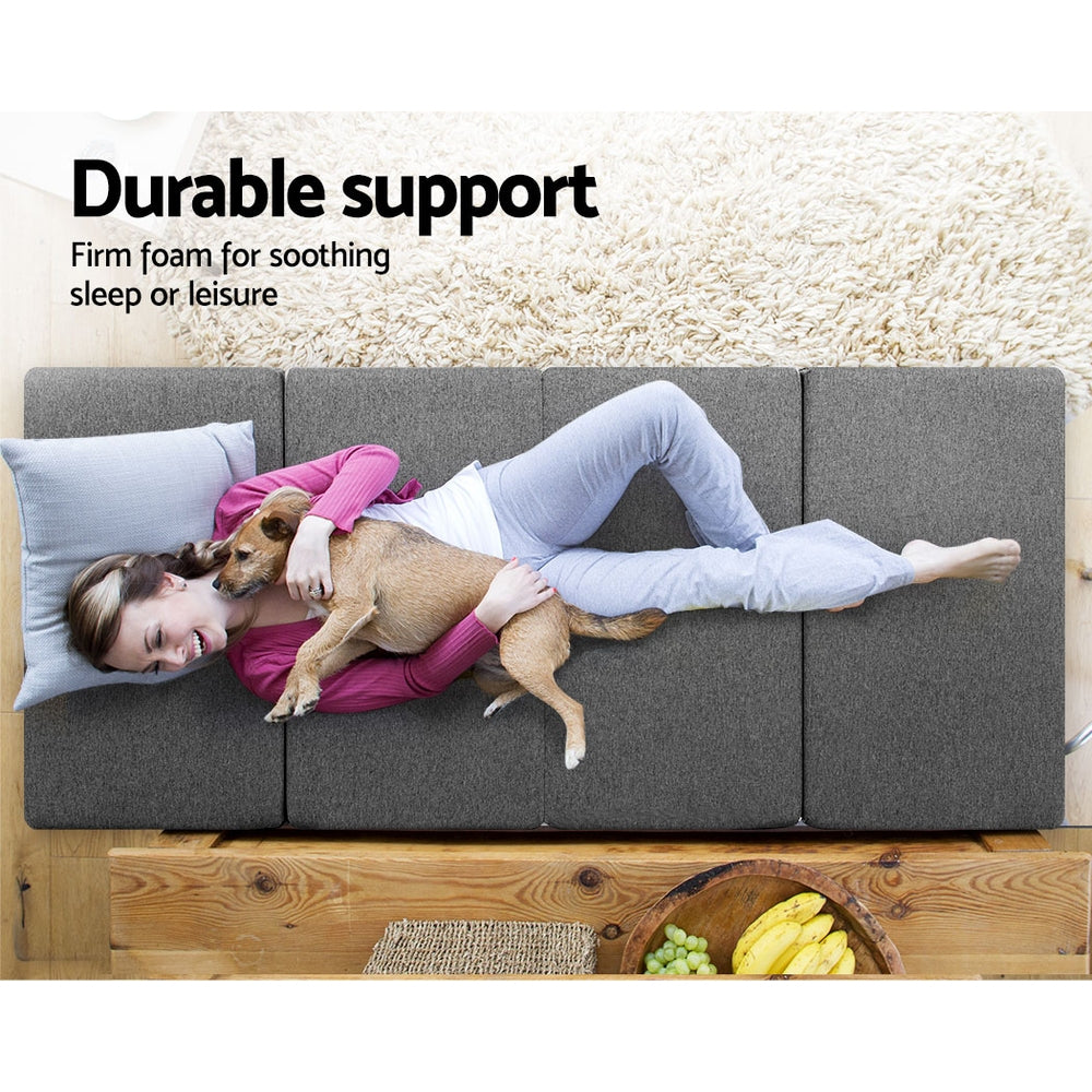Giselle Bedding Foldable Mattress Folding Foam Single Grey FOAM-MFM-RAFA-GY