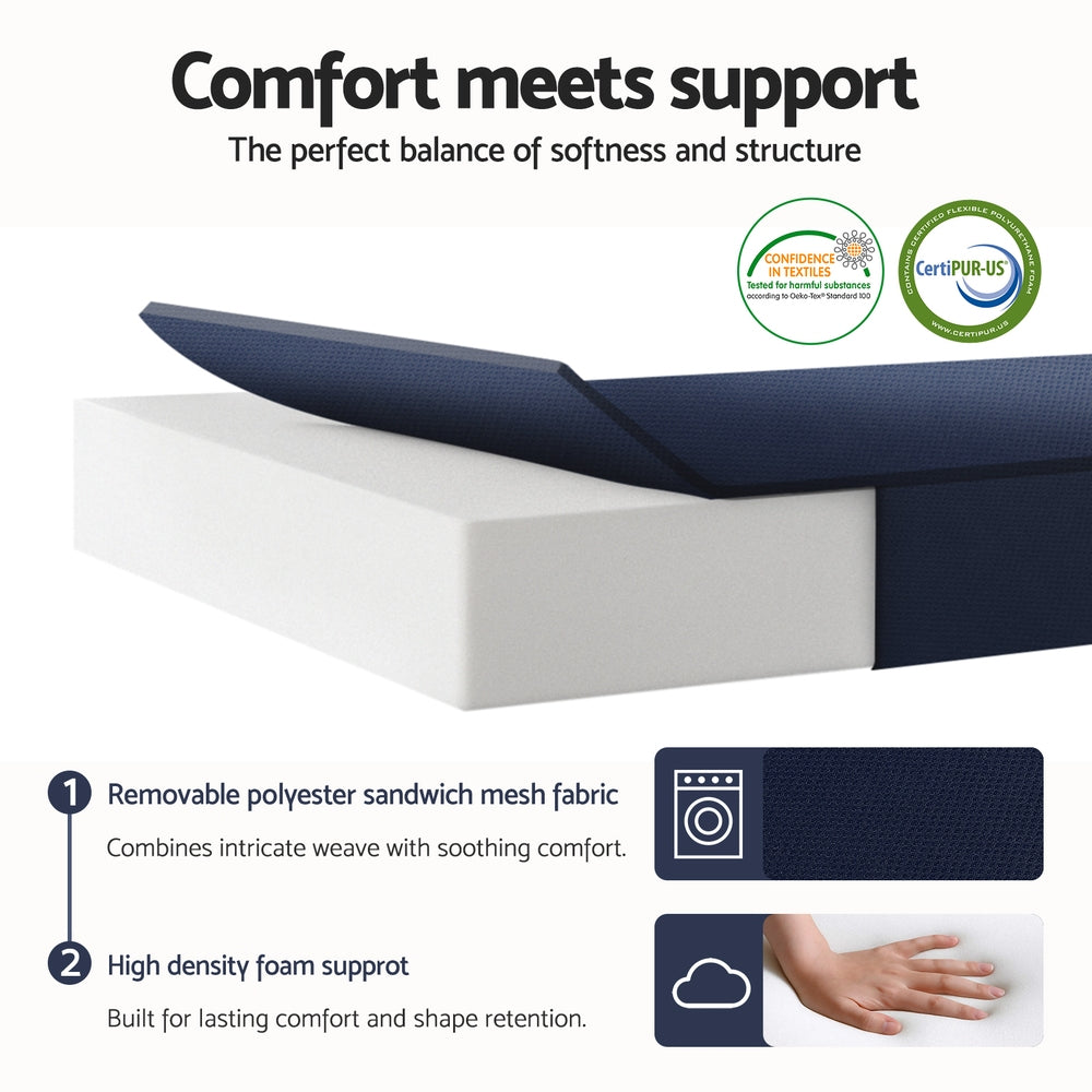 Giselle Foldable Mattress Folding Foam Mattresses Portable Floor Mat Blue Double FOAM-MFM-RAFA-MESH-D