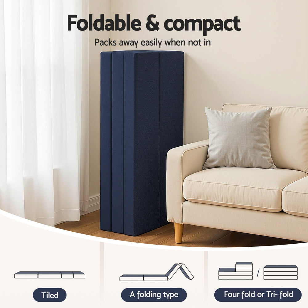 Giselle Foldable Mattress Folding Foam Mattresses Portable Floor Mat Blue Double FOAM-MFM-RAFA-MESH-D