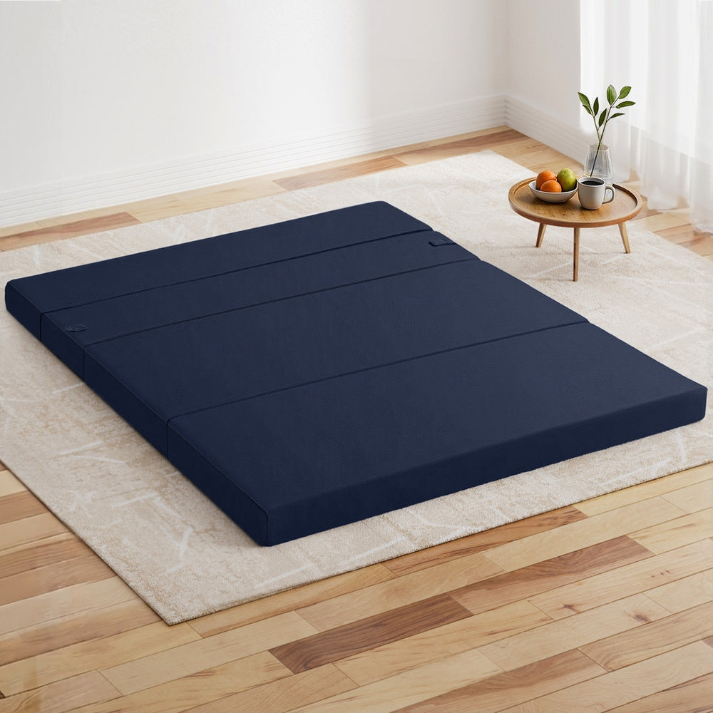Giselle Foldable Mattress Folding Foam Mattresses Portable Floor Mat Blue Double FOAM-MFM-RAFA-MESH-D