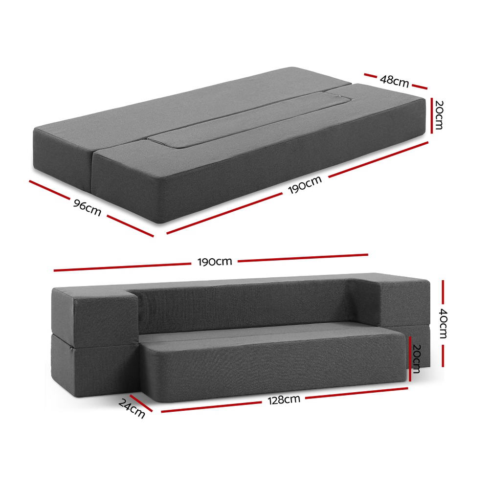 Giselle Bedding Foldable Mattress Folding Foam Sofa Bed Chair Grey FOAM-MFM-SOFA-01-GY