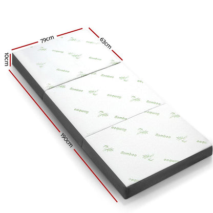 Giselle Bedding Foldable Mattress Folding Foam Single Bamboo FOAM-MFM-TRIO-BAM-BK