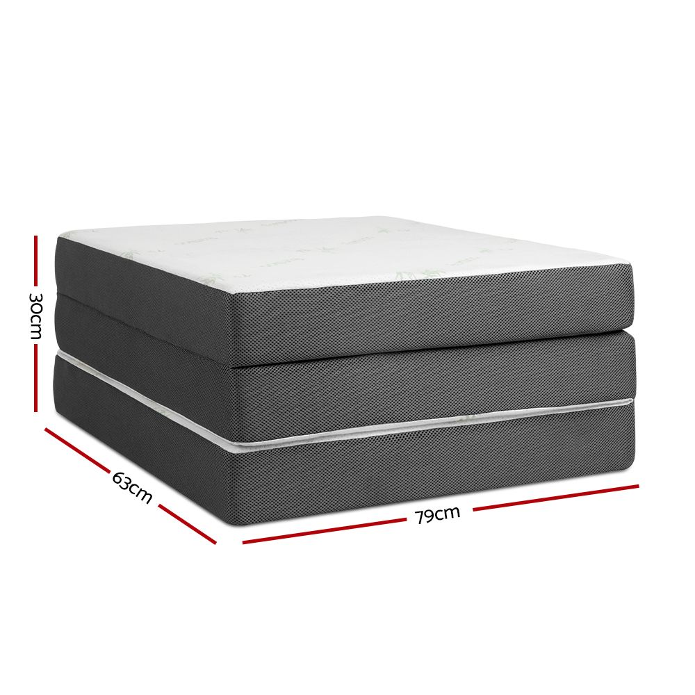 Giselle Bedding Foldable Mattress Folding Foam Single Bamboo FOAM-MFM-TRIO-BAM-BK