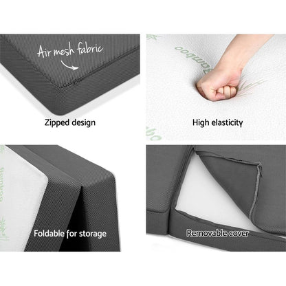 Giselle Bedding Foldable Mattress Folding Foam Single Bamboo FOAM-MFM-TRIO-BAM-BK