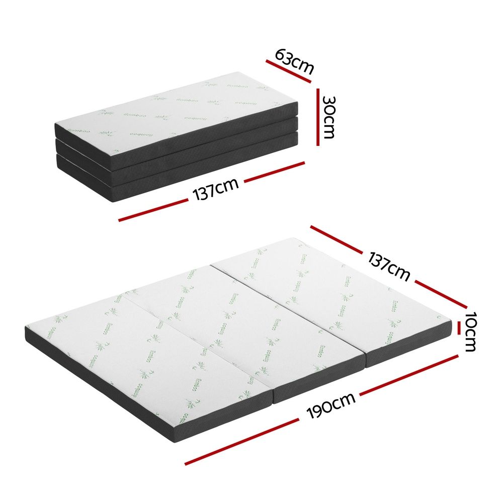 Giselle Bedding Foldable Mattress Folding Foam Double Bamboo FOAM-MFM-TRIO-BAM-BK-D
