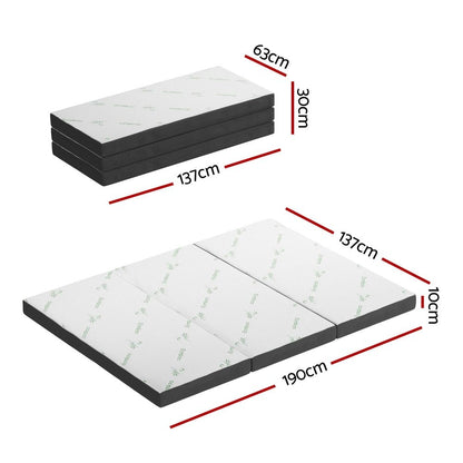 Giselle Bedding Foldable Mattress Folding Foam Double Bamboo FOAM-MFM-TRIO-BAM-BK-D