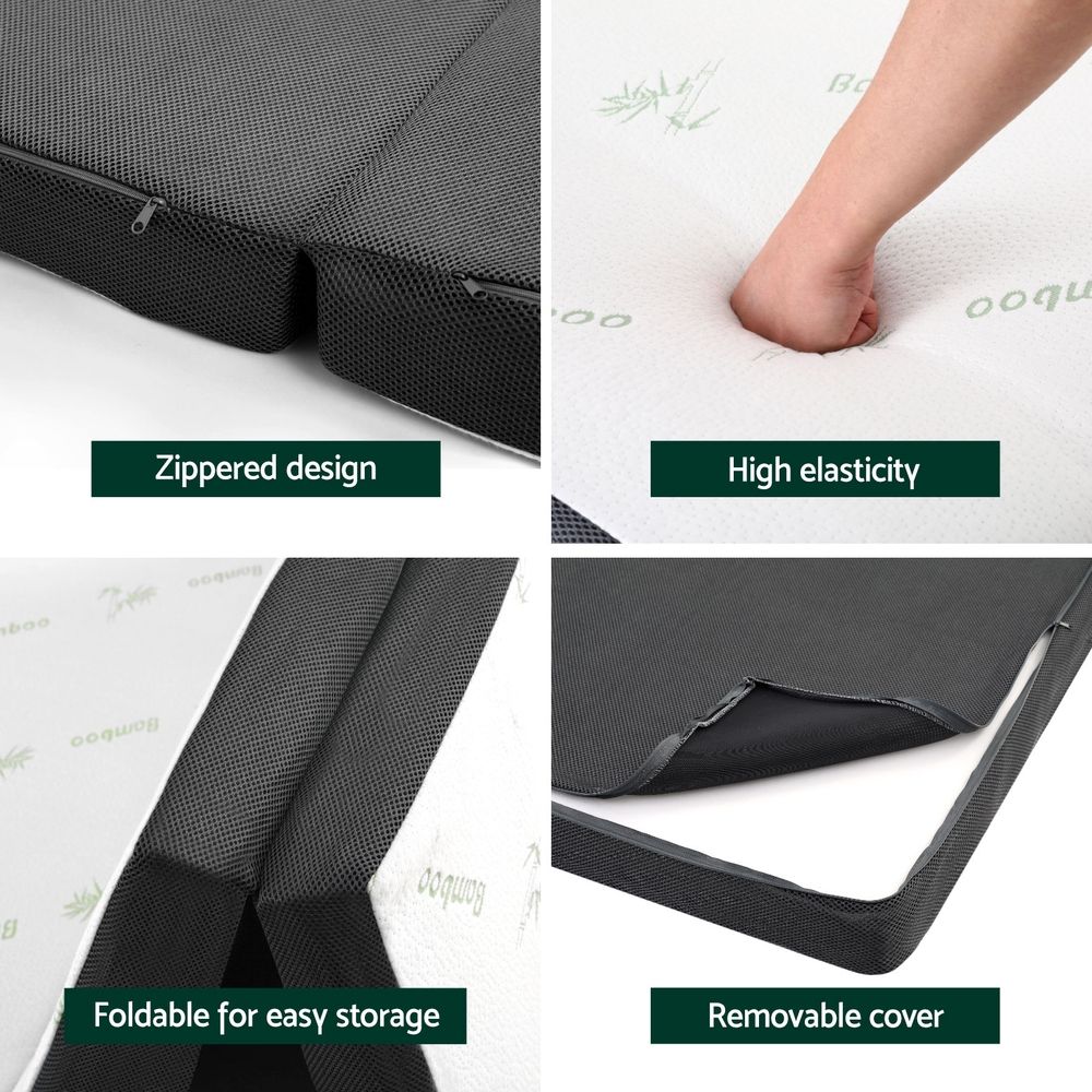 Giselle Bedding Foldable Mattress Folding Foam Double Bamboo FOAM-MFM-TRIO-BAM-BK-D