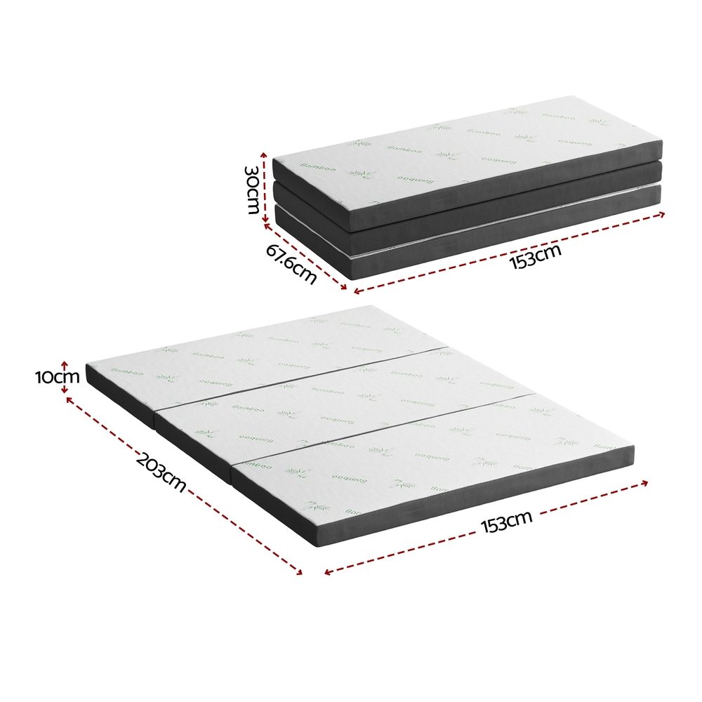 Giselle Foldable Mattress Folding Foam Mattresses Bamboo Queen FOAM-MFM-TRIO-BAM-BK-Q