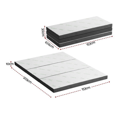 Giselle Foldable Mattress Folding Foam Mattresses Bamboo Queen FOAM-MFM-TRIO-BAM-BK-Q