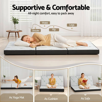 Giselle Foldable Mattress Folding Foam Mattresses Bamboo Queen FOAM-MFM-TRIO-BAM-BK-Q